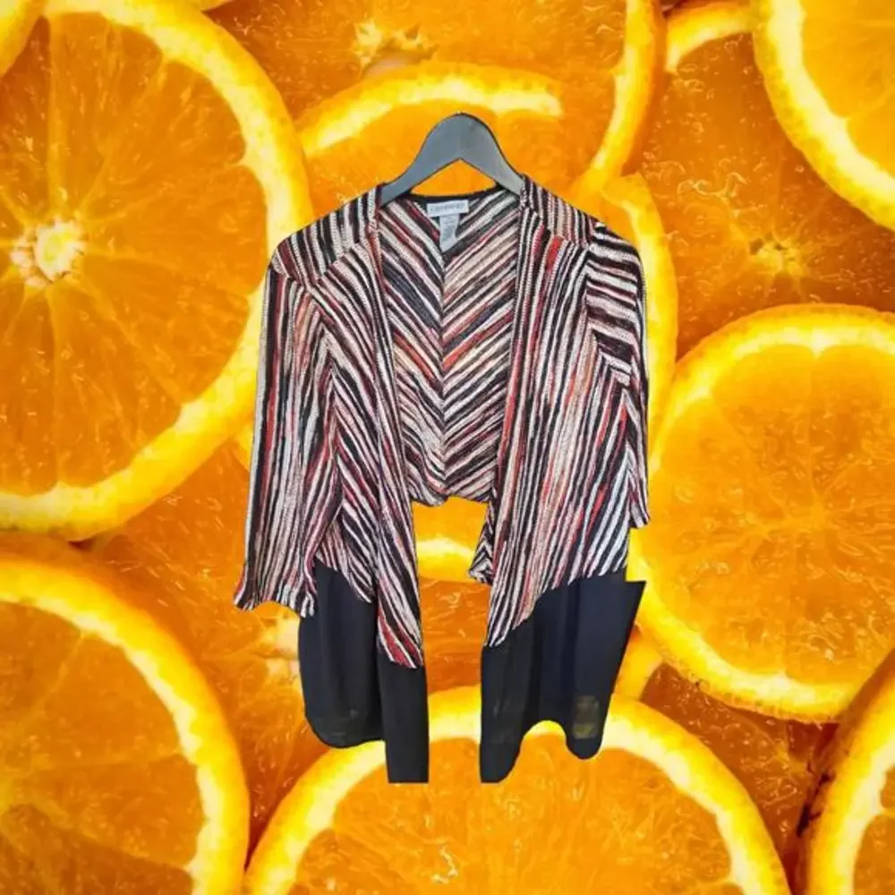 Catherines Orange,‎ Black and White Striped Light Sweater Size 14/16